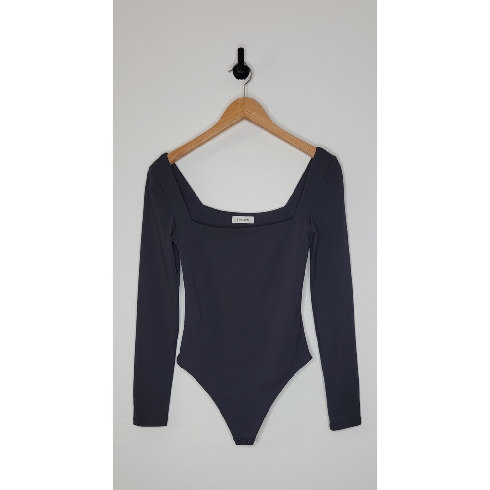 Aritzia Babaton Black Contour Square Neck Bodysuit Women's Size Medium